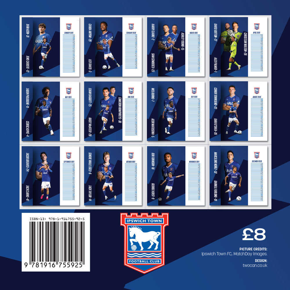 Official Ipswich Town FC 2026 Desktop Calendar