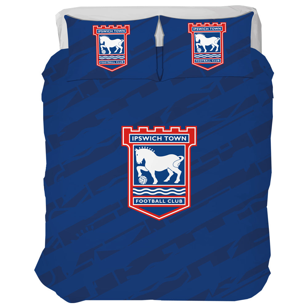 Blue Crest Glitch Double Duvet Set