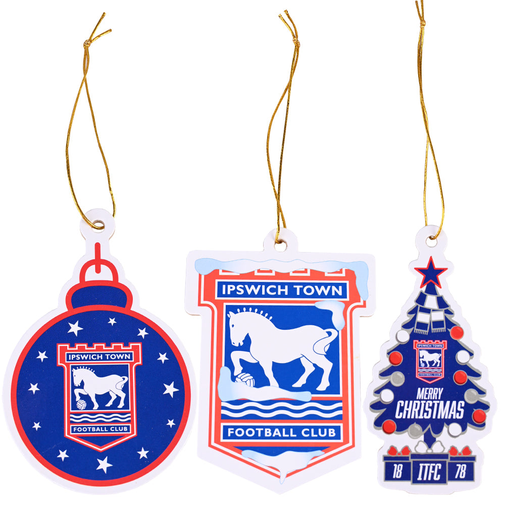 3pk Festive Hanging Wooden Decoration