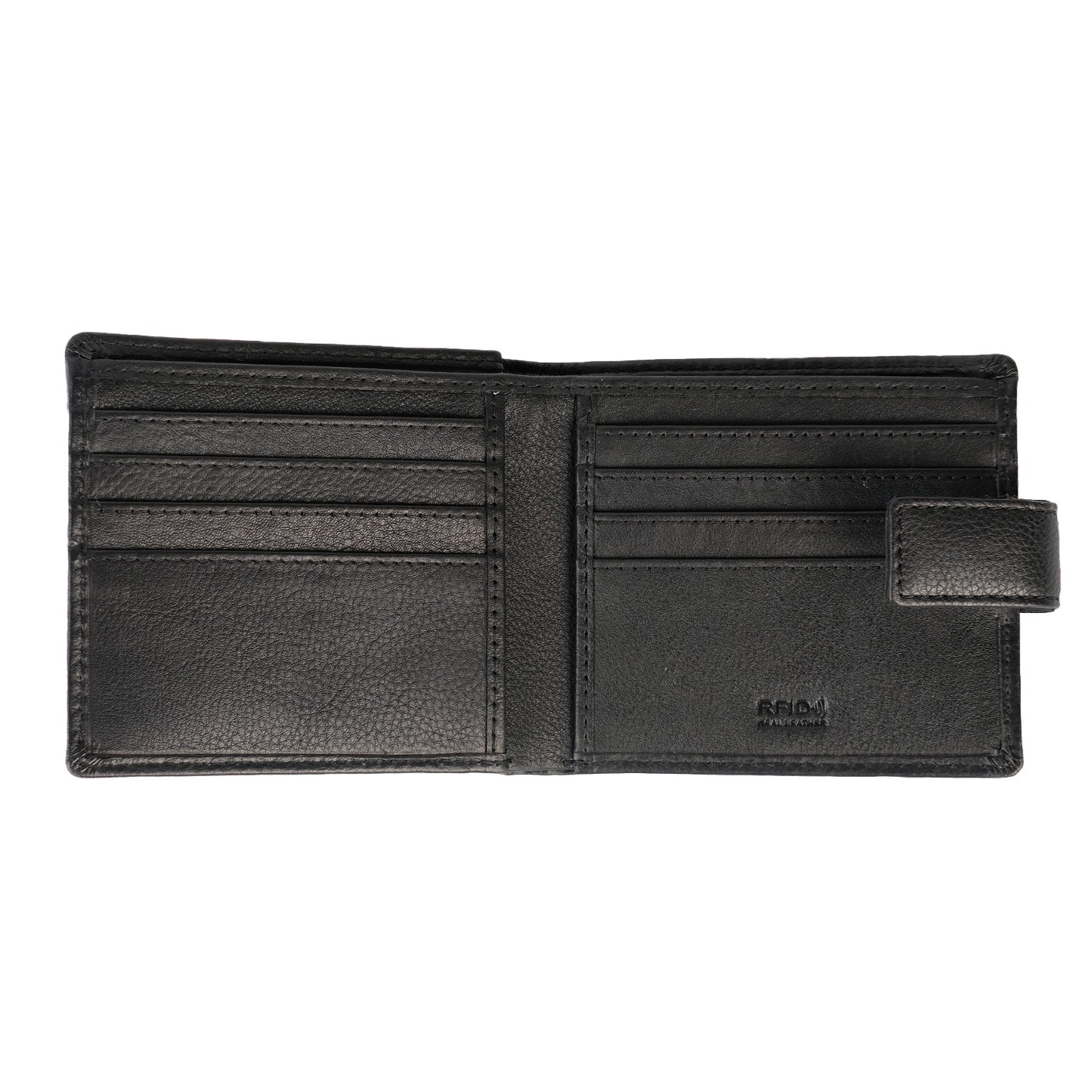 Black Leather Crest Bifold Wallet