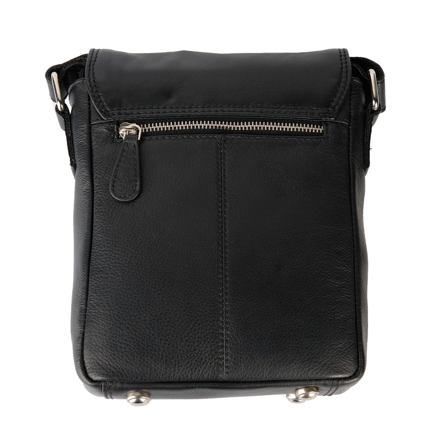 Black Leather Crest Shoulder Bag