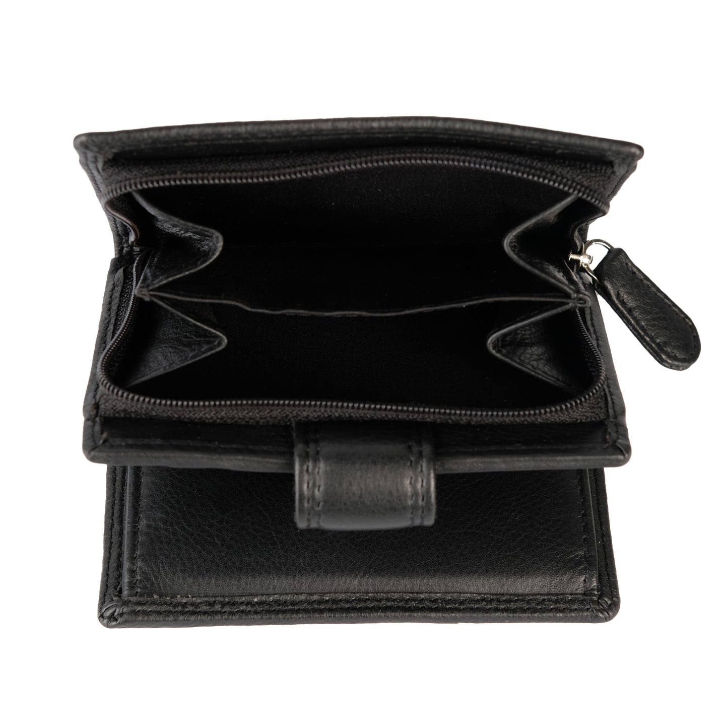 Black Leather Crest Ladies Purse