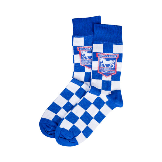 Junior Blue/White Check Socks