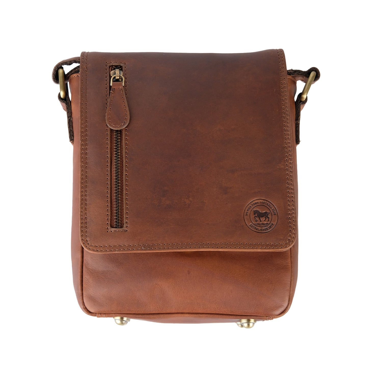 Brown Leather Logo Shoulder Bag