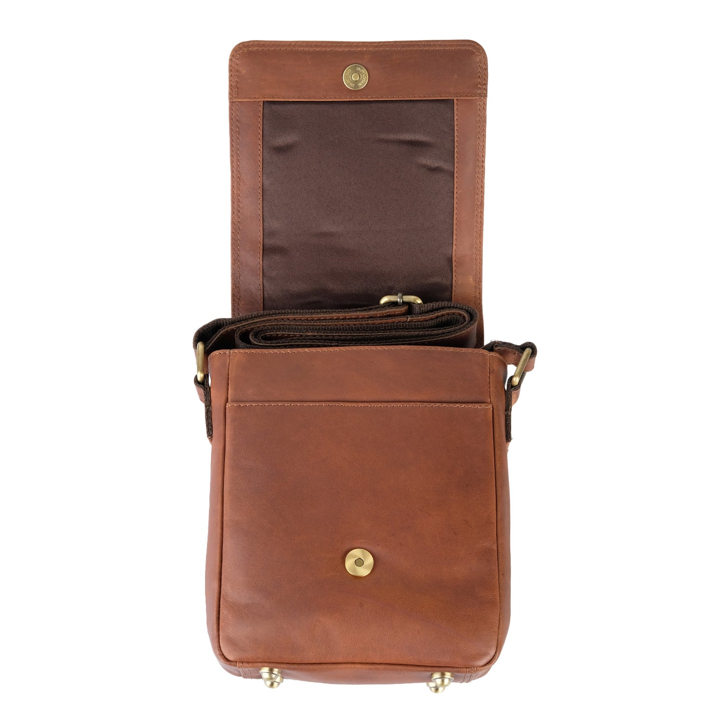 Brown Leather Logo Shoulder Bag