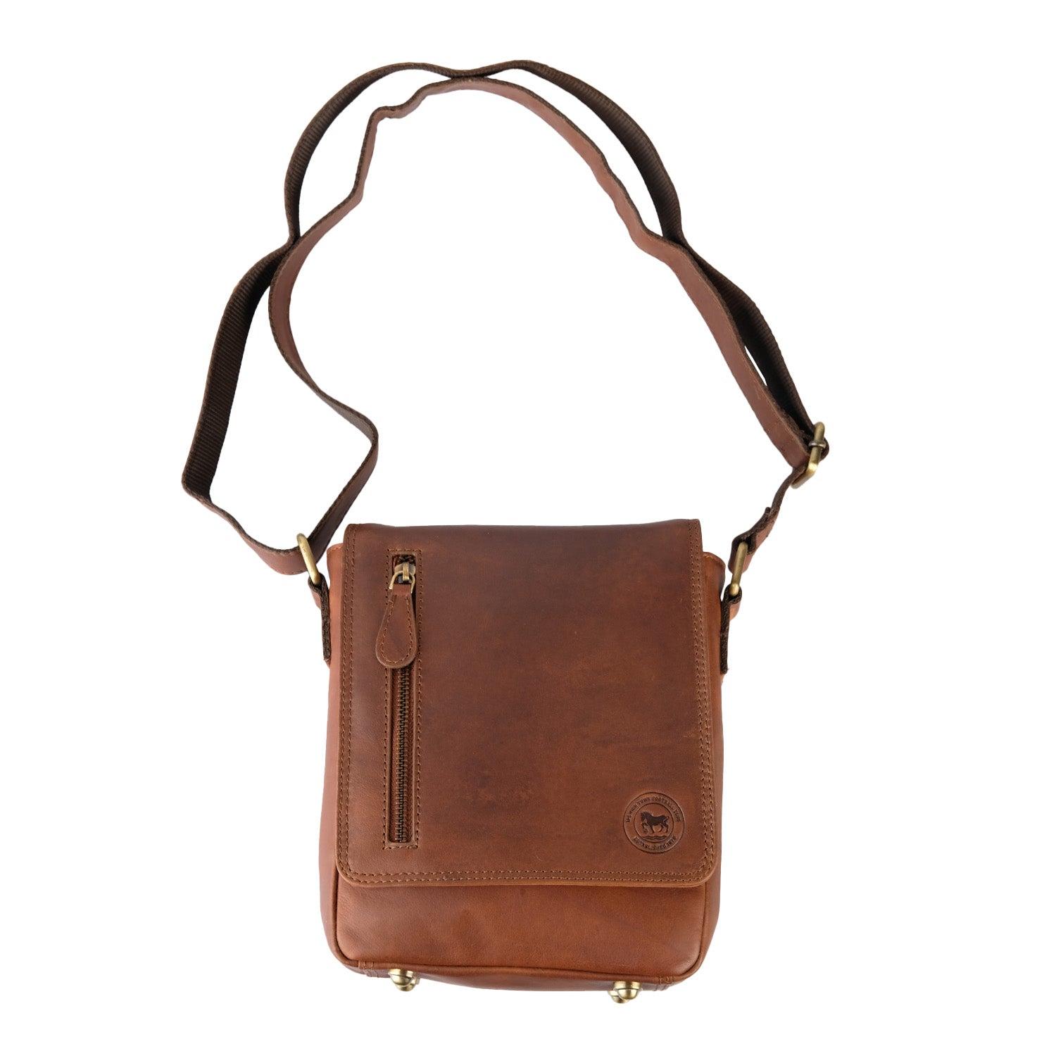 Brown Leather Logo Shoulder Bag