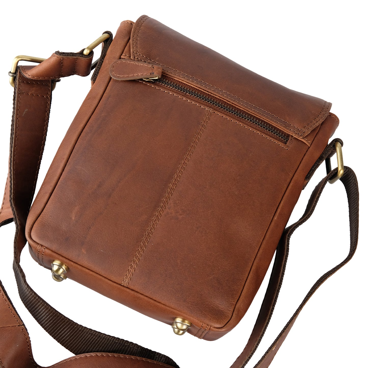 Brown Leather Logo Shoulder Bag