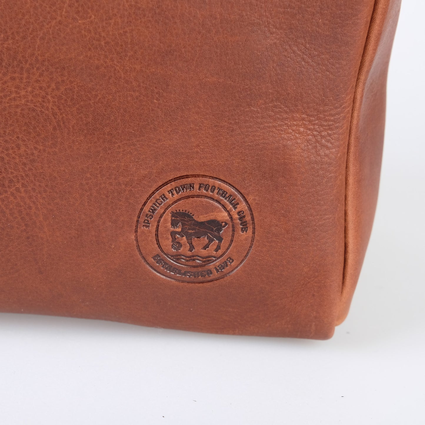 Brown Leather Logo Wash Bag