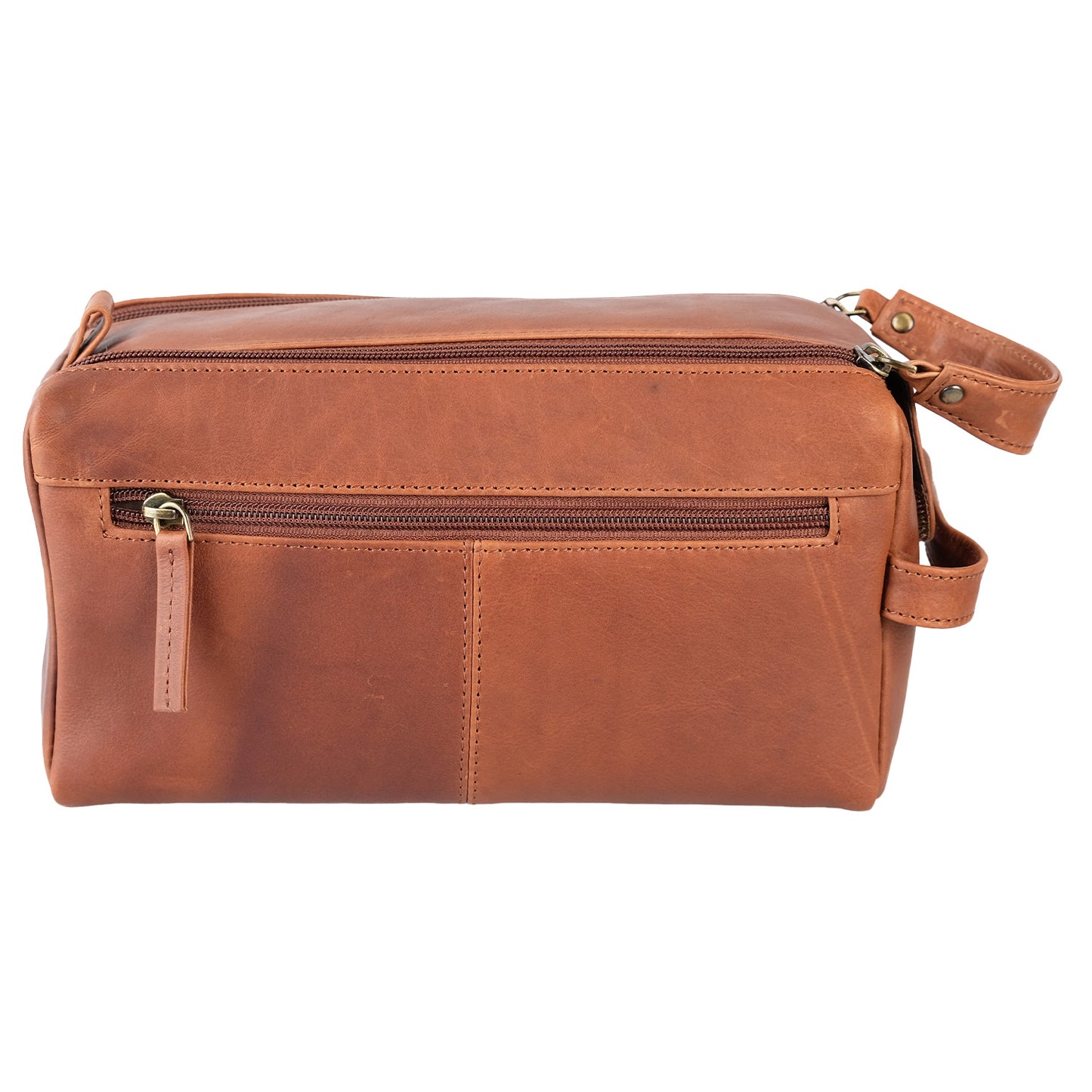 Brown Leather Logo Wash Bag