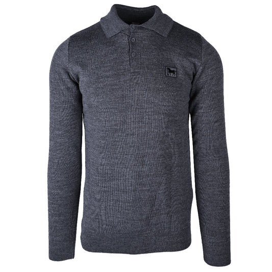 Anthracite Knitted Long Sleeve Polo