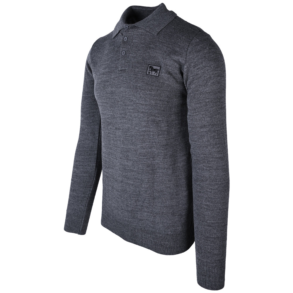 Anthracite Knitted Long Sleeve Polo