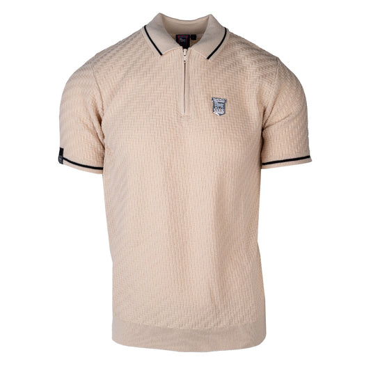 Flagstone Knitted Zip Polo Cream