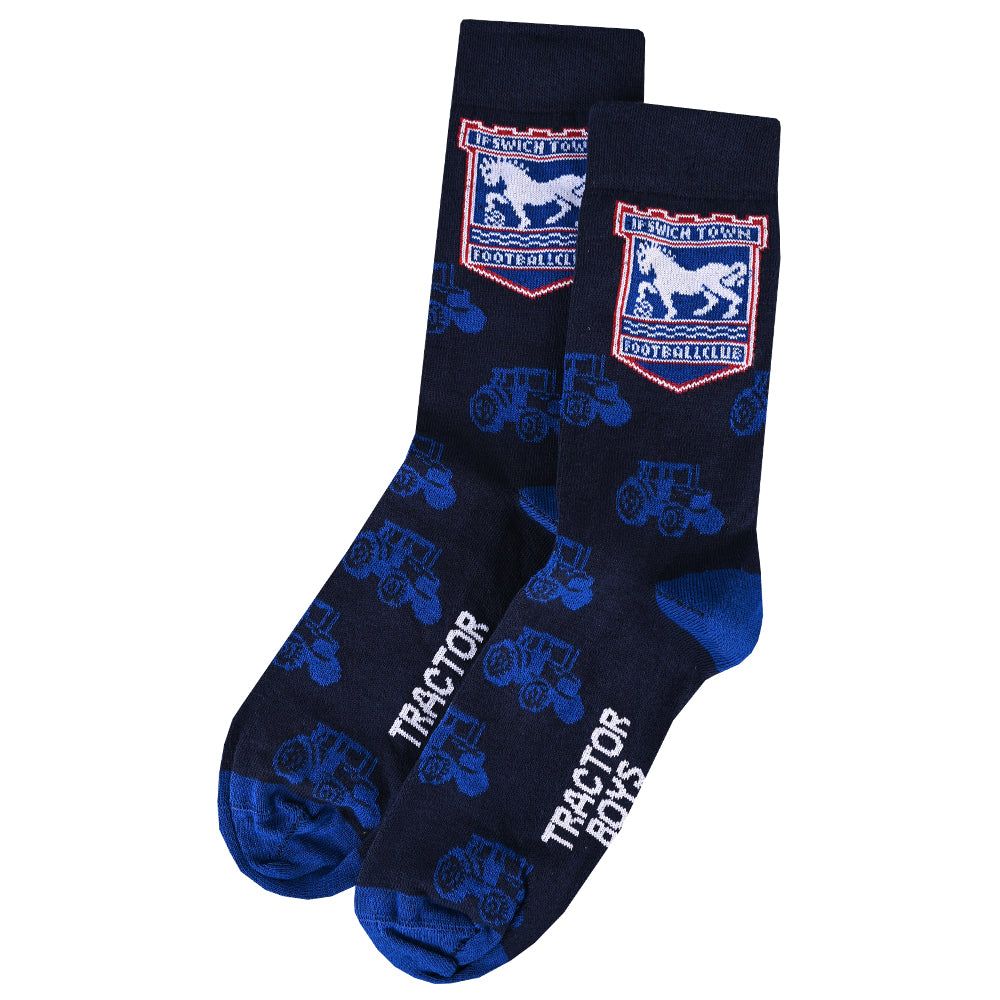 Adult Navy Tractor Boys Socks