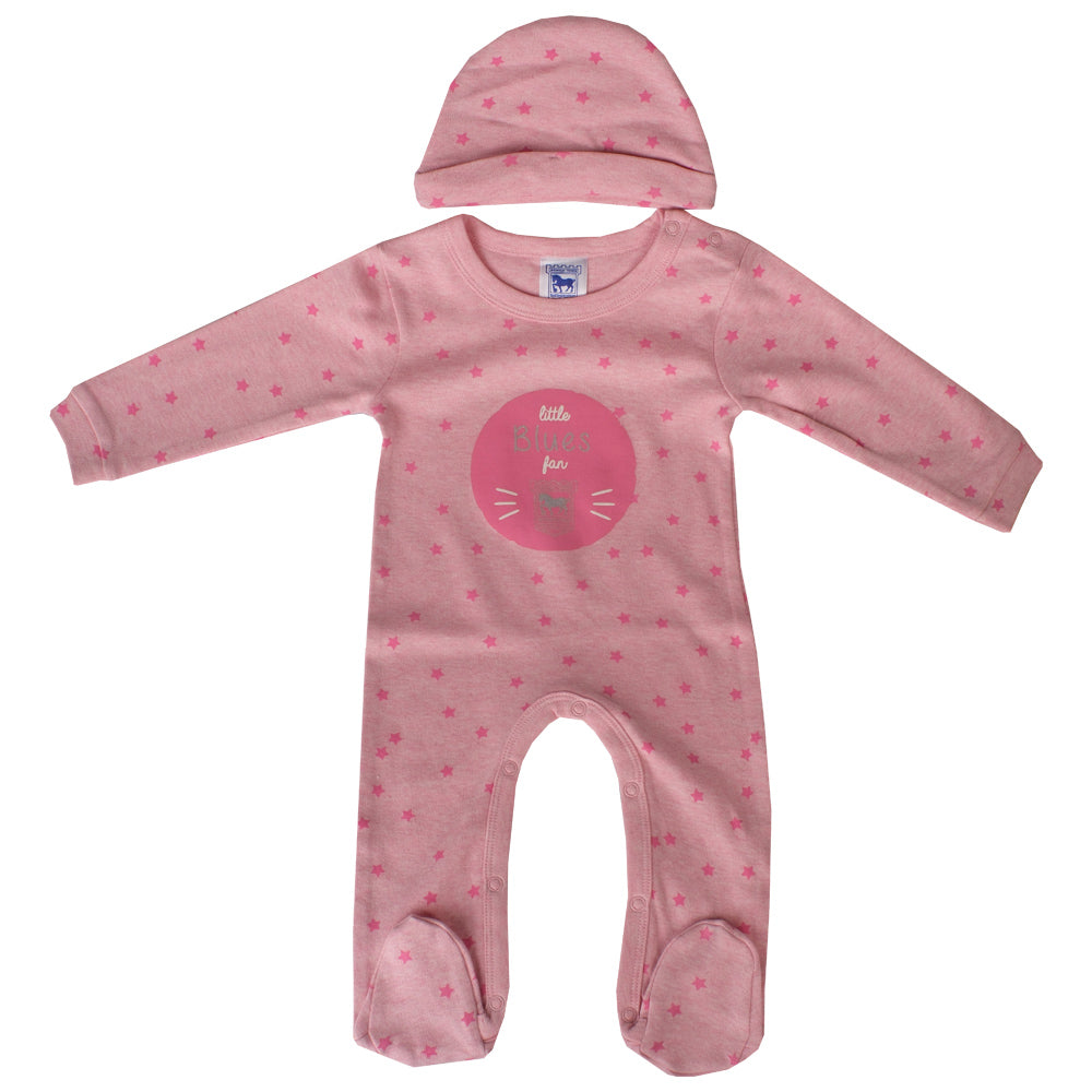 Pink Stars Sleep Suit & Hat Set
