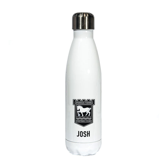 Ipswich Town White Water Bottle Personalised