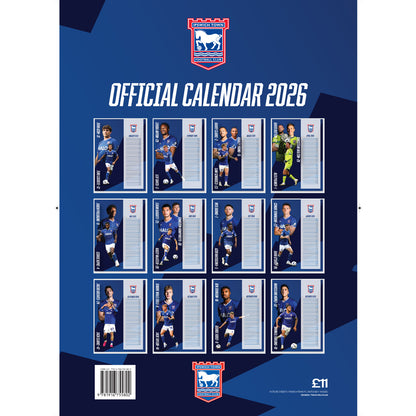 Official Ipswich Town FC 2026 A3 Calendar