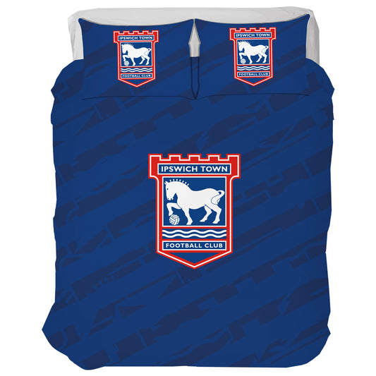 Blue Crest Glitch Double Duvet Set