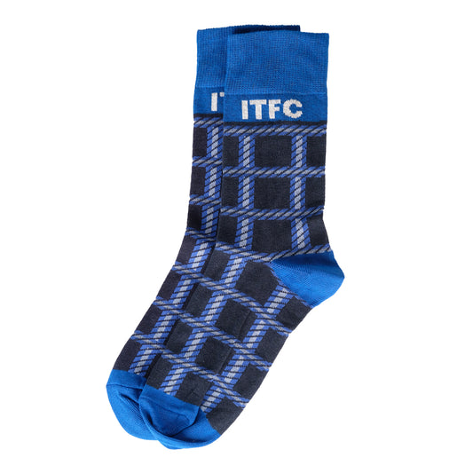 Adult Navy/Royal Plaid Socks