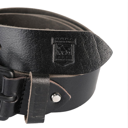 Black Leather Crest Belt