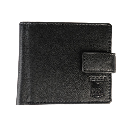 Black Leather Crest Bifold Wallet