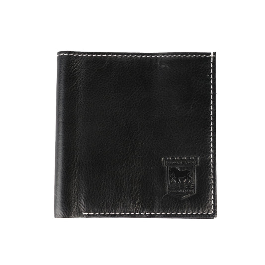 Black Leather Crest Pitch Wallet