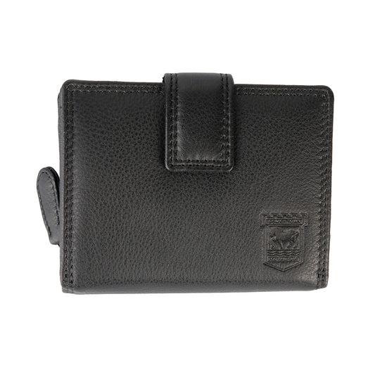 Black Leather Crest Ladies Purse