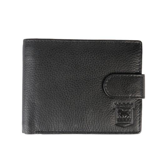 Black Leather Crest Notecase Wallet