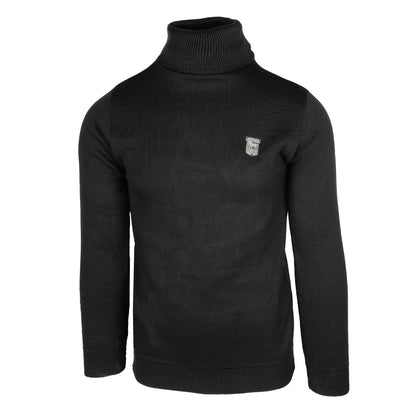 Black Metal Crest Roll Neck Sweater