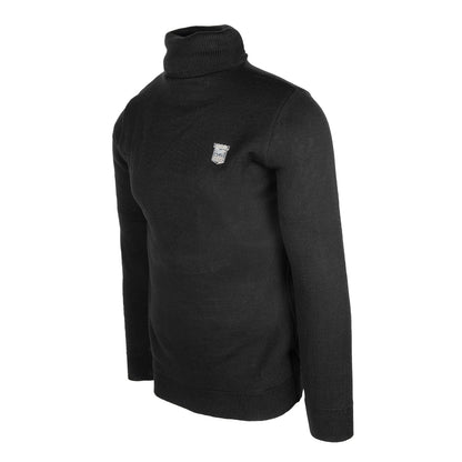 Black Metal Crest Roll Neck Sweater