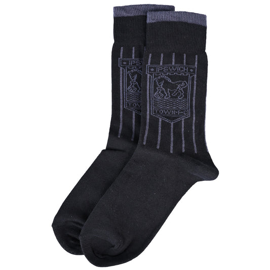 Adult Black Tonal Stripe Retro Socks
