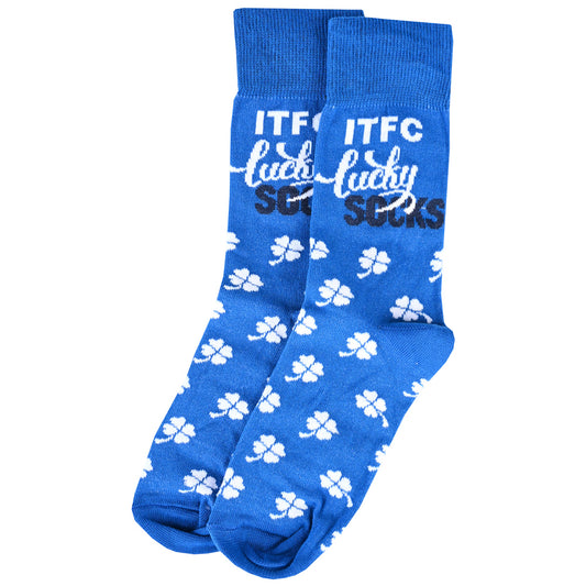 Adult Blue Script Lucky Socks
