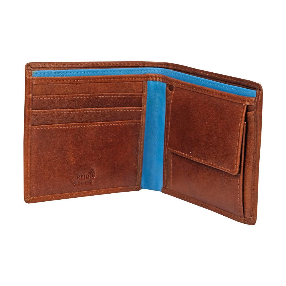 Blue Stripe Leather Wallet
