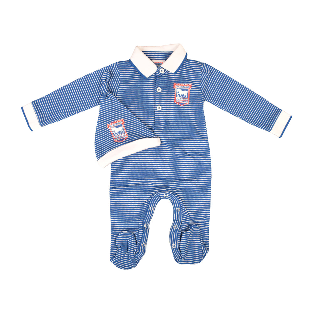 Blue/White Striped Polo Sleepsuit Set