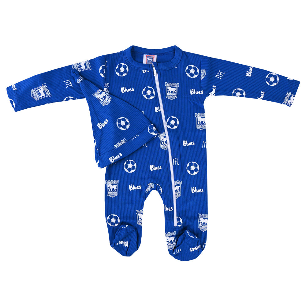 ITFC Blues Pattern Zip Sleepsuit & Hat Set