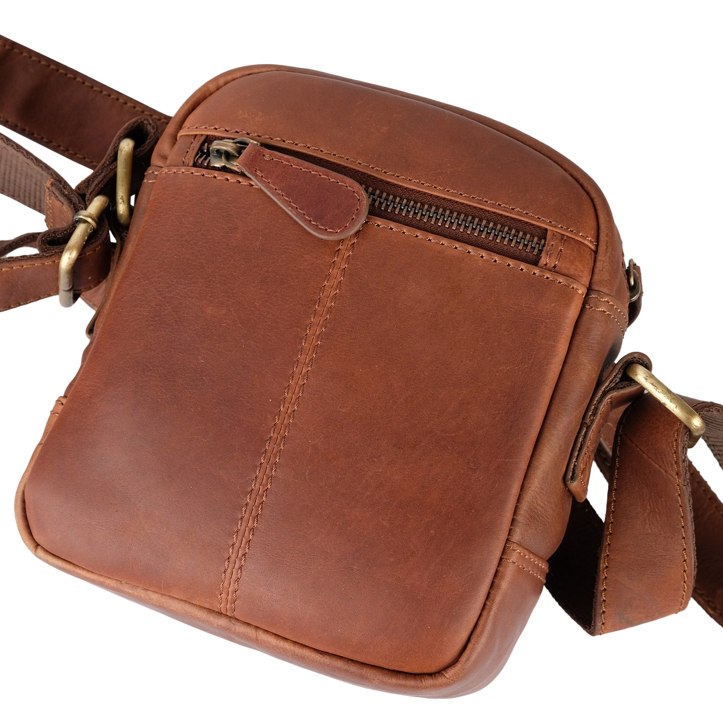 Brown Leather Logo Flight Bag