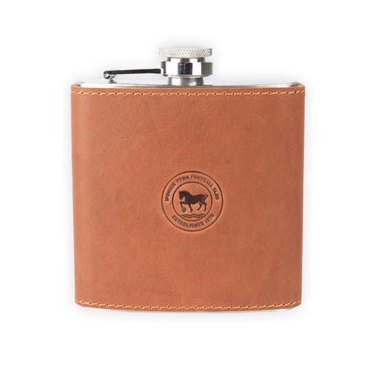 Brown Leather Logo Hip Flask