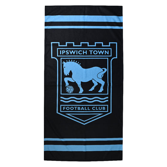 Black/Electric Blue Crest Beach Towel