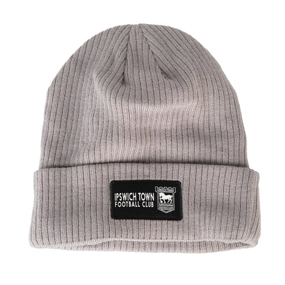 Grey Cuff Patch Beanie Adult