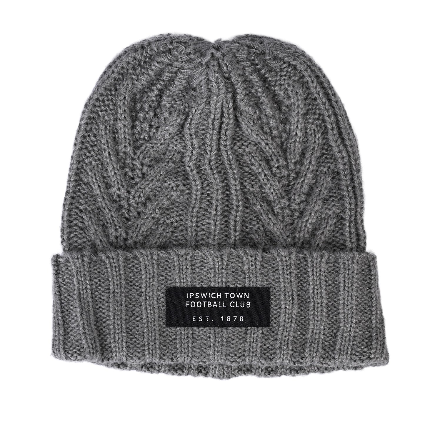 Grey Woven Patch Beanie Adult