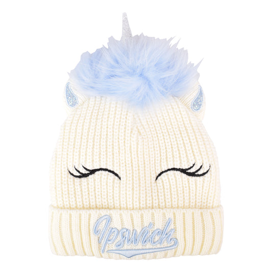 Junior White Unicorn Beanie