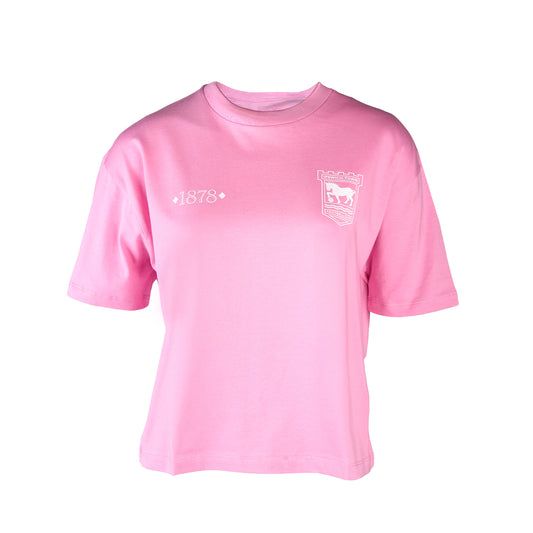 Ladies Pink Cropped Boxy Tee