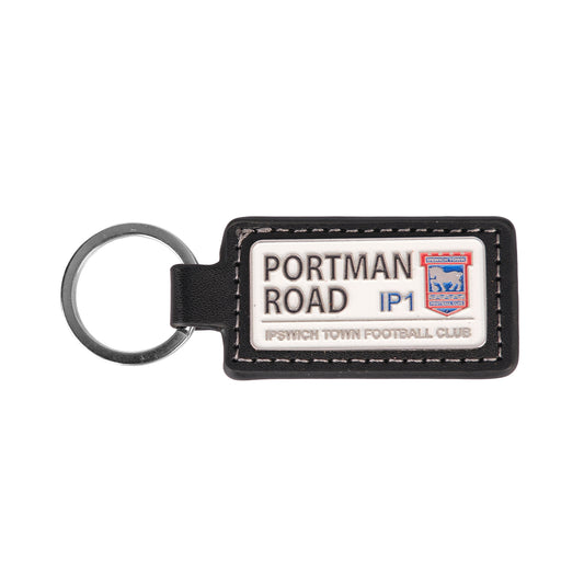 Leather Street Sign Keyring