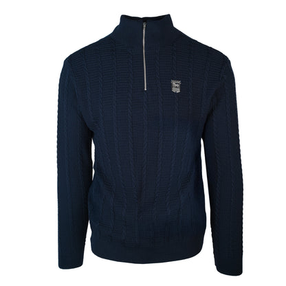 Navy Cable Knit 1/4 Zip Sweater