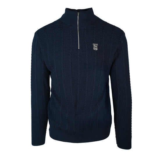 Navy Cable Knit 1/4 Zip Sweater