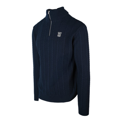 Navy Cable Knit 1/4 Zip Sweater