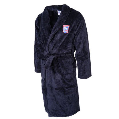 Navy Crest Fleece Robe