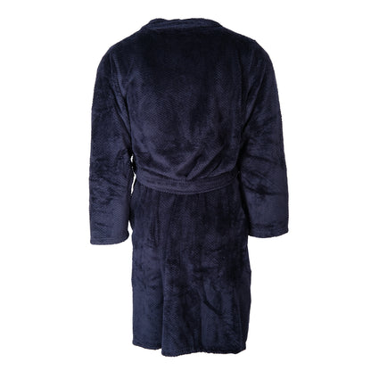 Navy Crest Fleece Robe