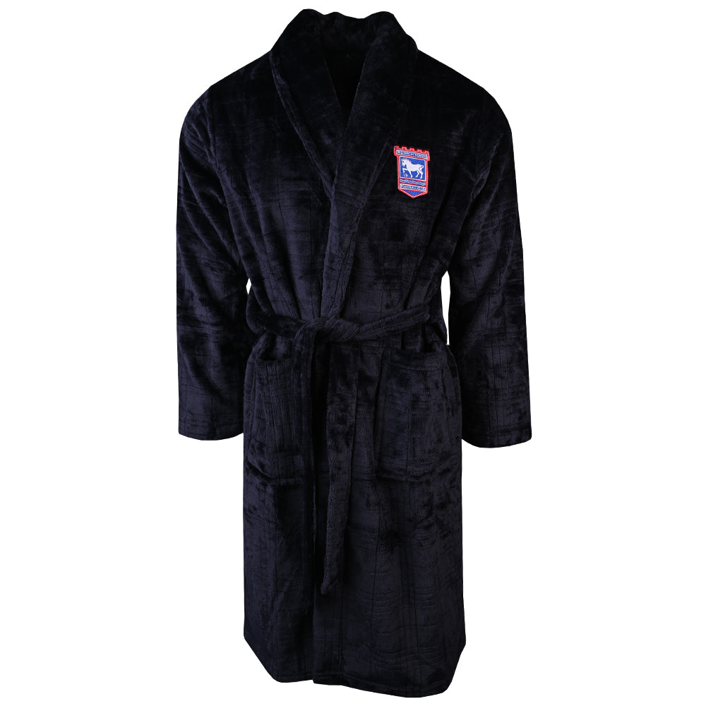Navy Pattern Fleece Robe