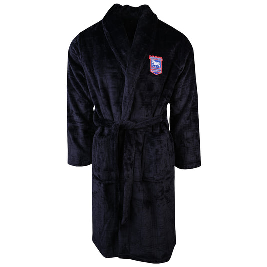 Navy Pattern Fleece Robe