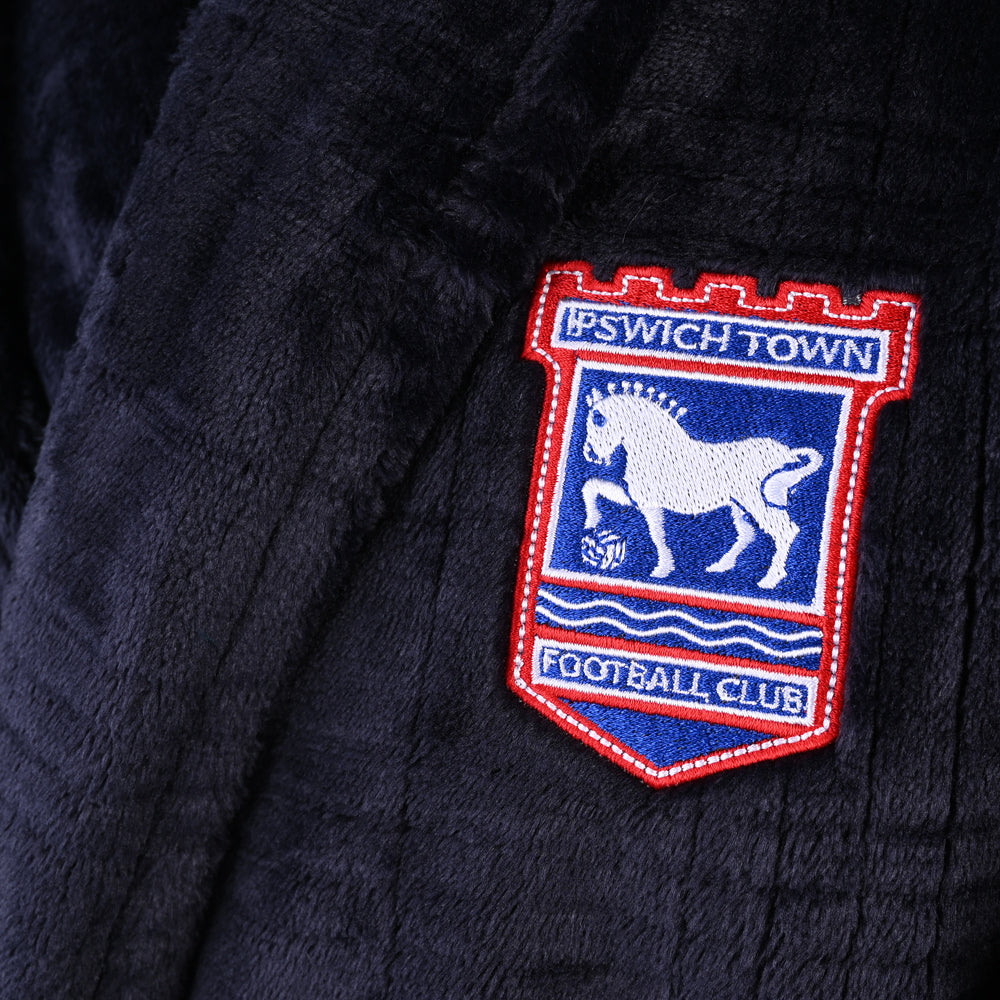 Navy Pattern Fleece Robe